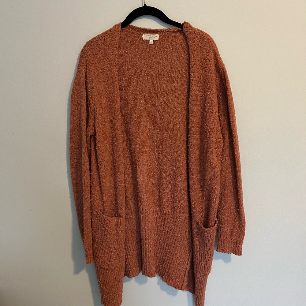 Dusty Rose Open-Front Cardigan